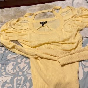 Canary yellow bebe bare shoulder light sweater